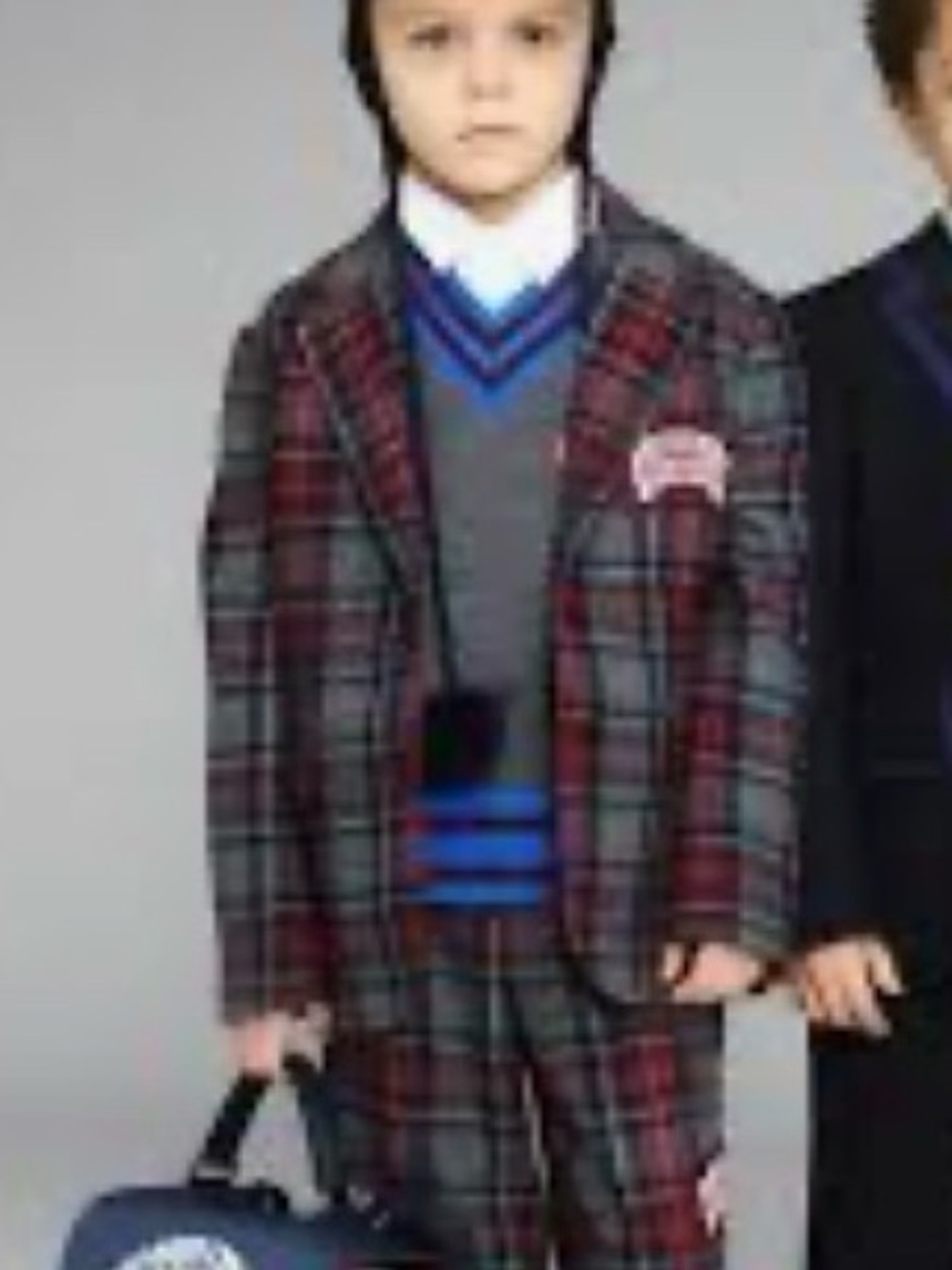 Dolce & Gabbana kids plaid blazer navy/red with patch unisex size 11/12